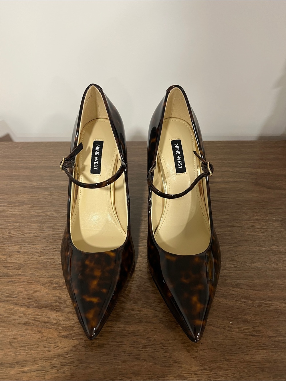 Nine West Tortoiseshell Patent Mary Jane Pointed Pumps - Brown/Black